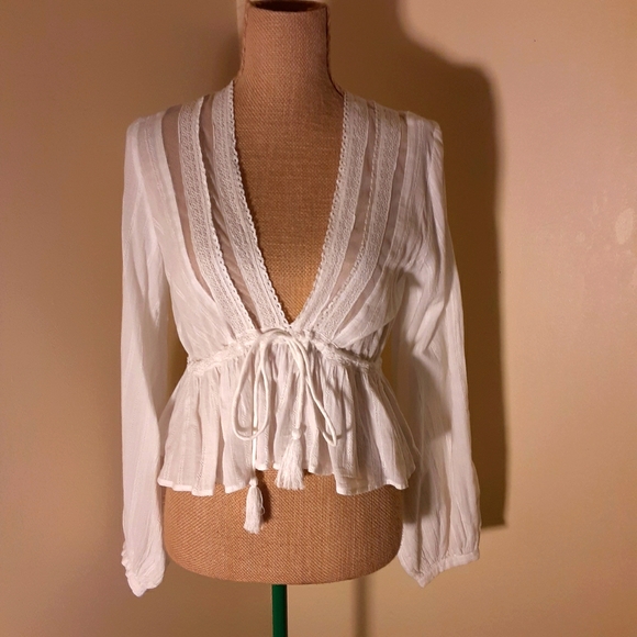 deep v tie front top